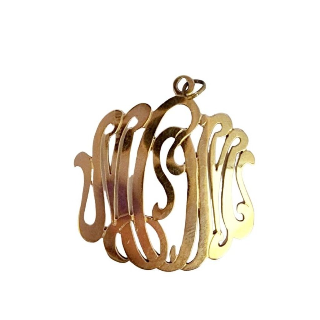 Estate 14 Kt Gold Scrolly Initial Pendant (A5536)